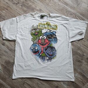 Vintage Sesame Street 100% Cotton Cookie Monster Count Elmo Grouch Grover Sz 2XL